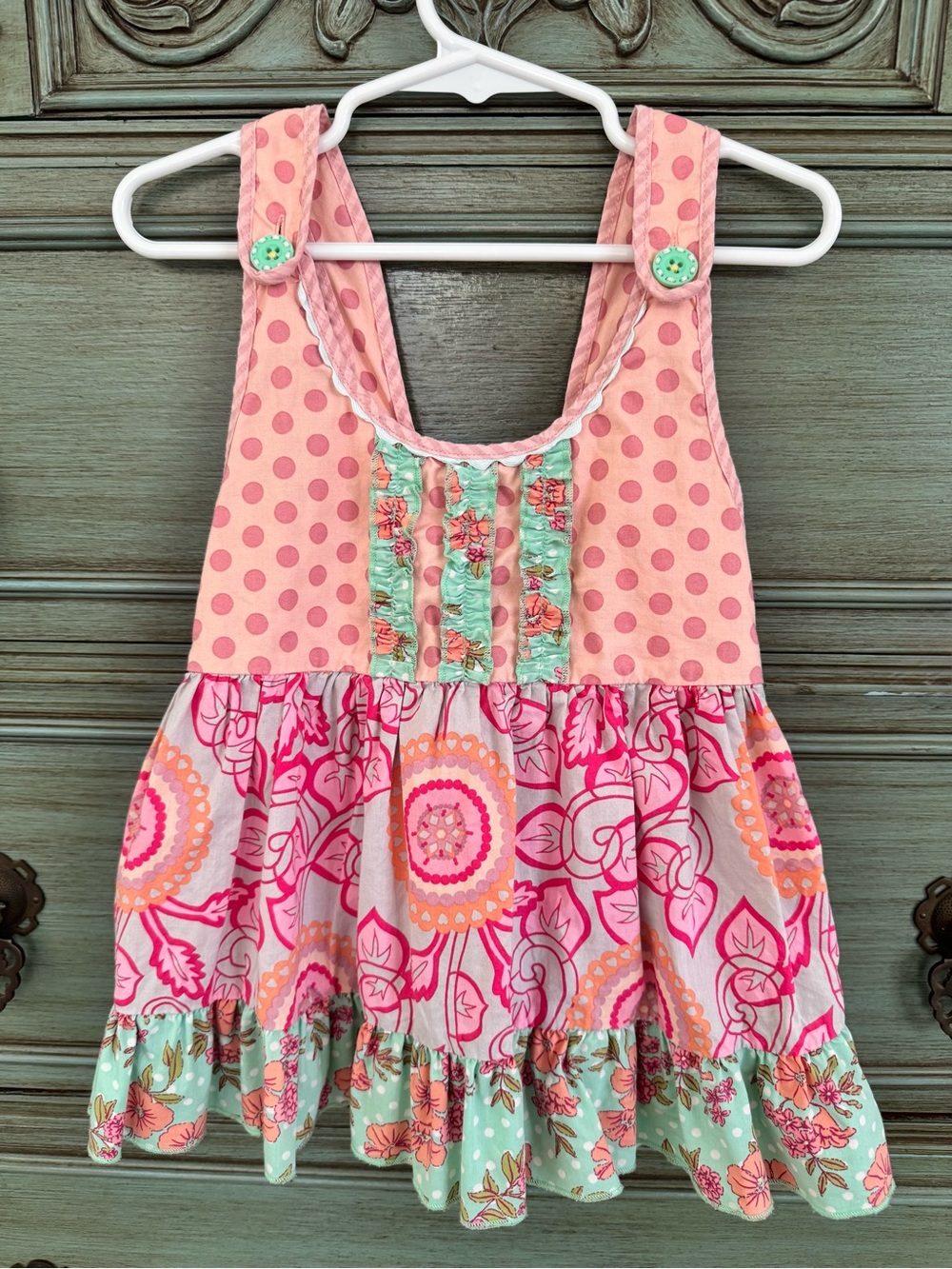 Matilda Jane Pink Polka Dot & Floral Tiered Top/Dress